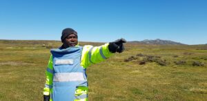 Phillimon Gonamombe demining in the Falkland Islands